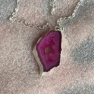 Silver plated druzy agate pendants